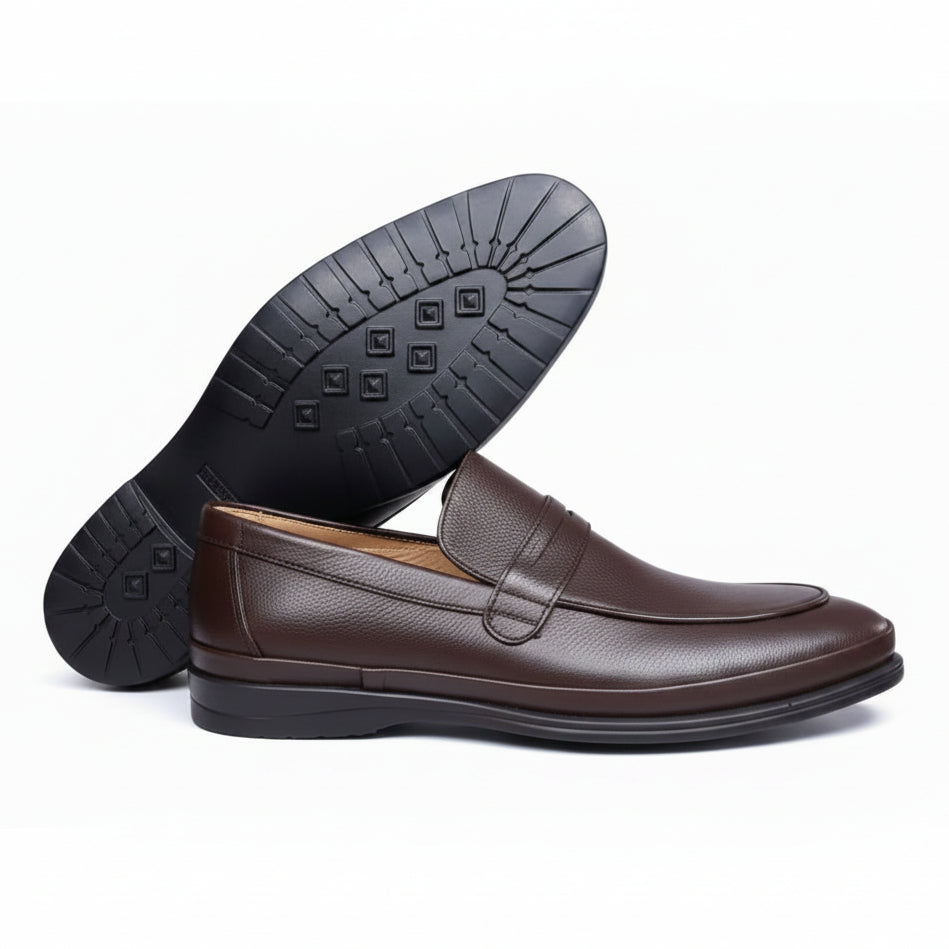 Men's ULUS espresso brown leather penny loafer shoes — Taptan Shop Kenya