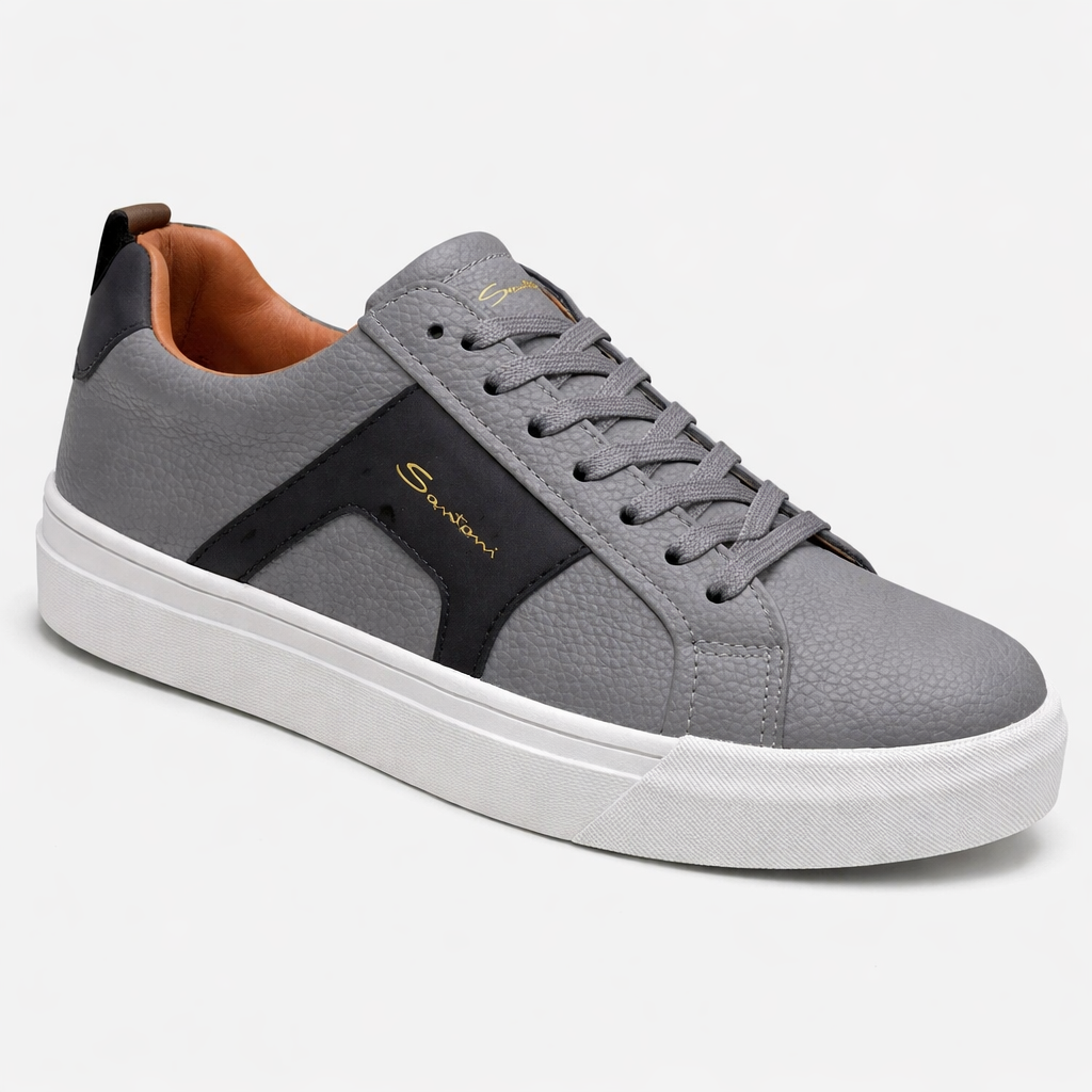 Santoni Textured Leather Low-Top Sneakers – Luxury Casual Men’s Shoe