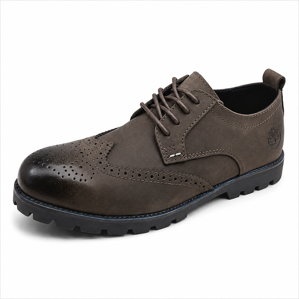 Timberland Men's Brogue Lace-Up Shoes | Wingtip Leather Casual Shoes | Rugged Lug Sole | CLK | Sizes 39-46