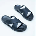 Men’s Clarks Classic Cross-Strap Slides – All-Black Comfort Sandals