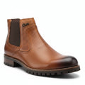 Rich cognac brown leather with burnished toe detailing and black outsole