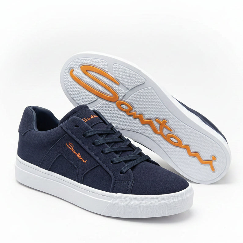 Men's Santori navy blue suede sneakers orange branding — Taptan Shop Kenya