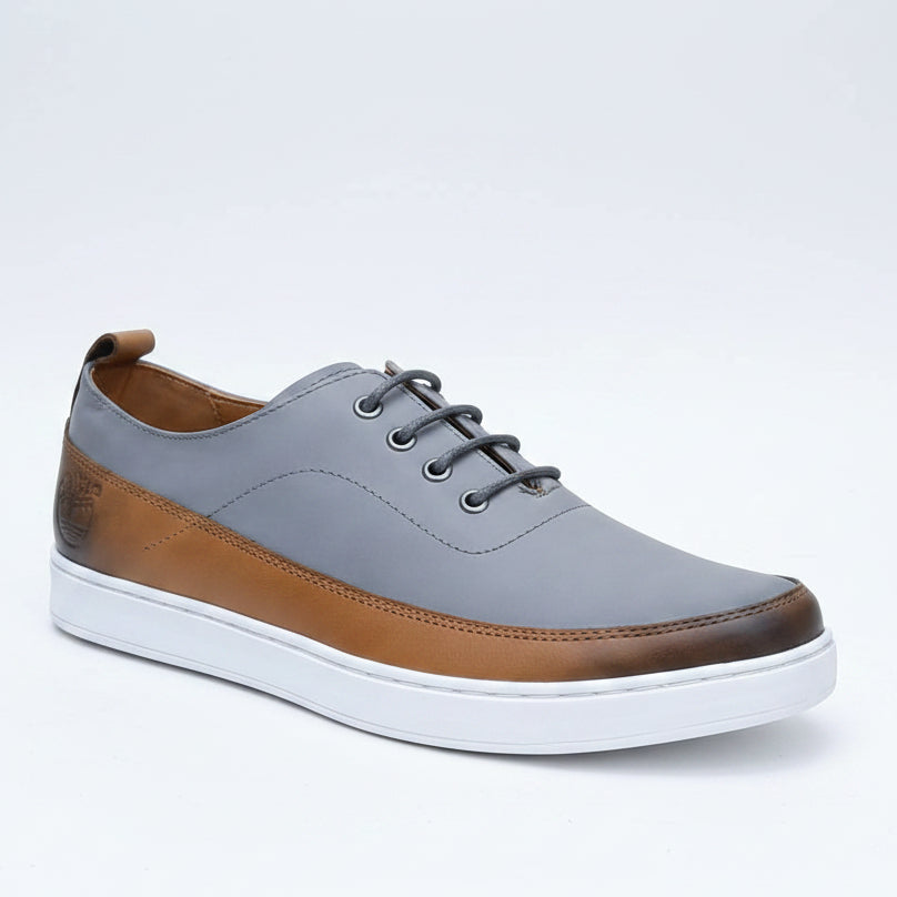 Men's Timberland inspired slate grey and tan casual sneakers with white cupsole — Taptan Shop Kenya
