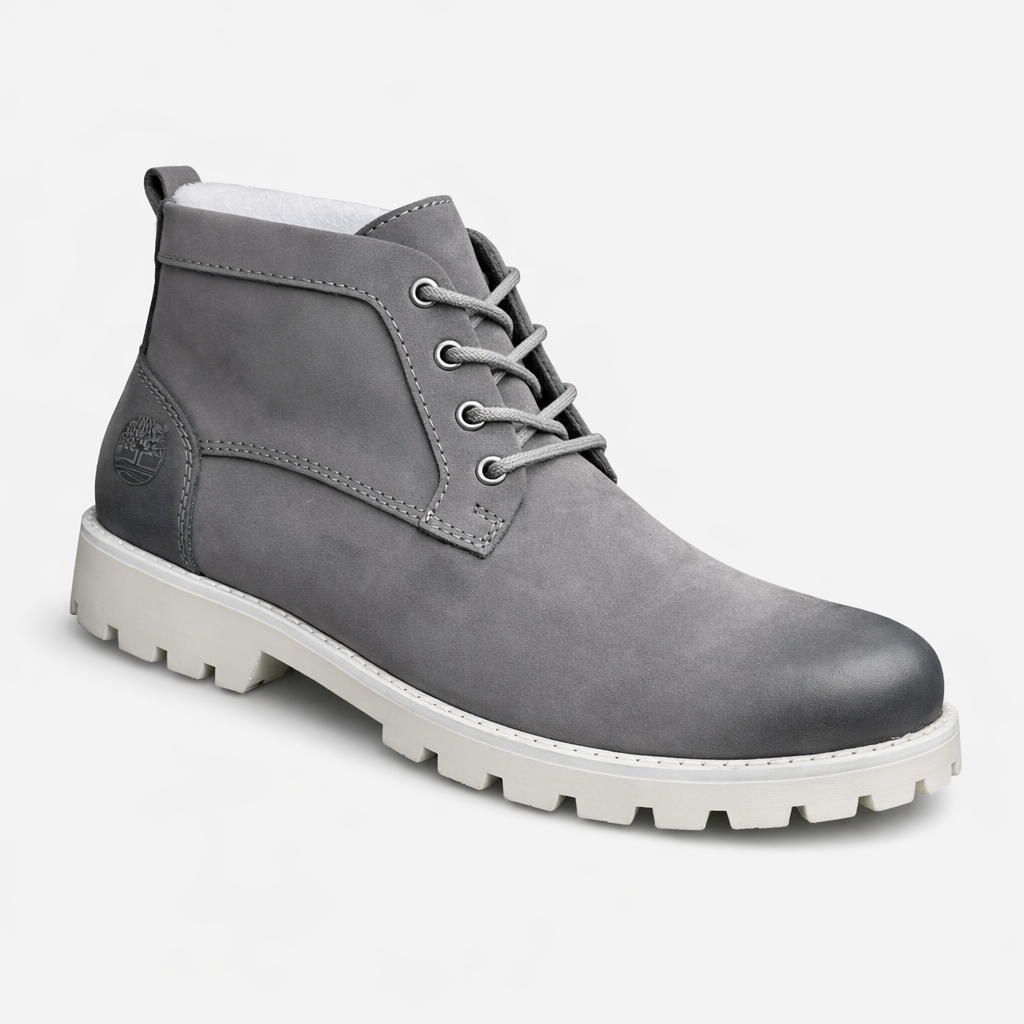 Grey nubuck upper with white lug sole & silver eyelets
