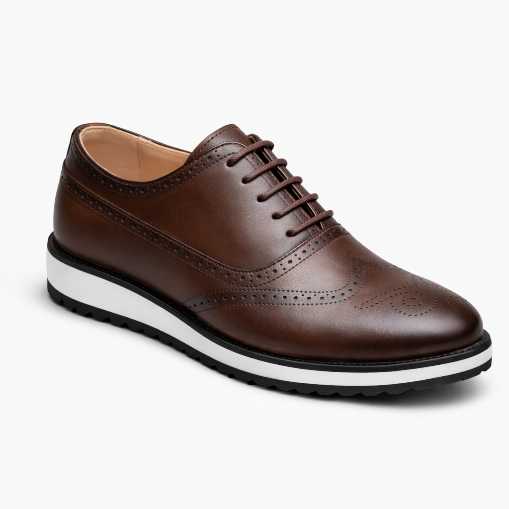Warm cognac tan shoe with white & black contrast sole