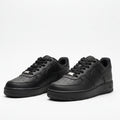 All-black leather upper with tonal Swoosh & black cupsole
