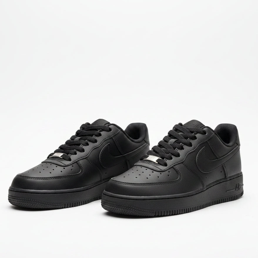All-black leather upper with tonal Swoosh & black cupsole