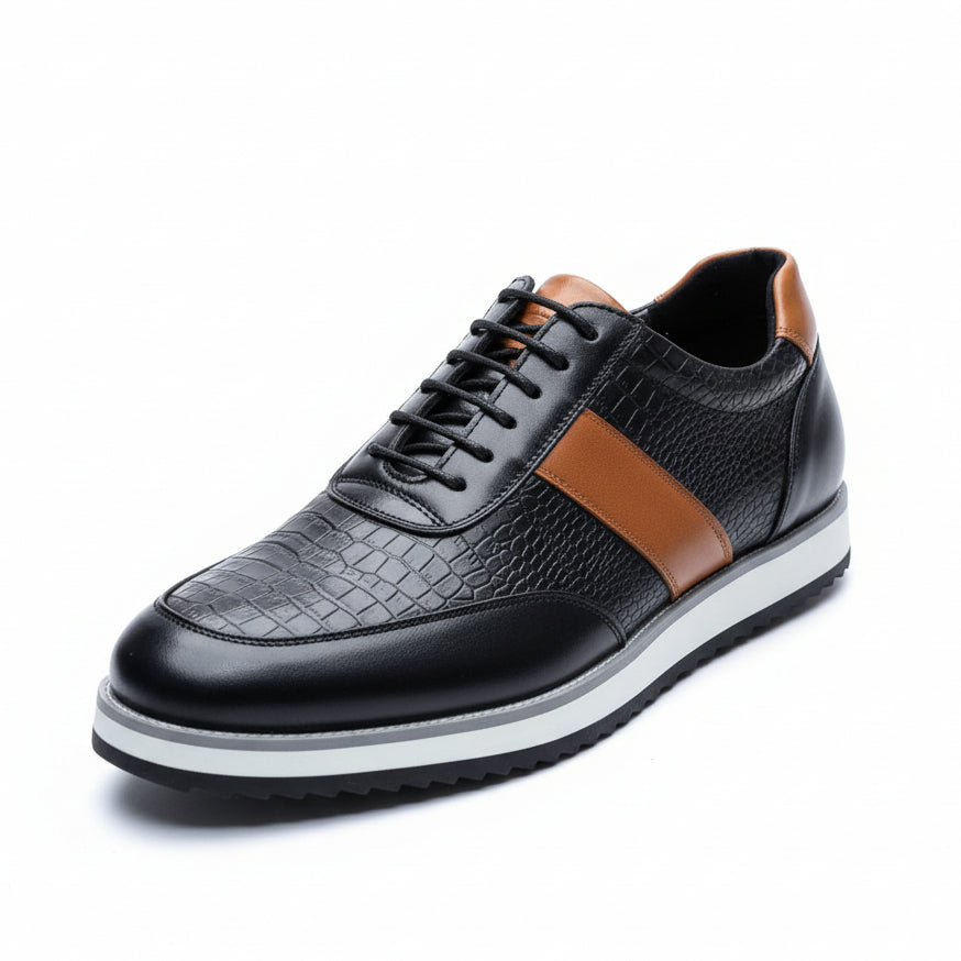 Luxury Textured Leather Dress Sneakers – Modern Smart Casual Office & Stylish Comfort Shoes