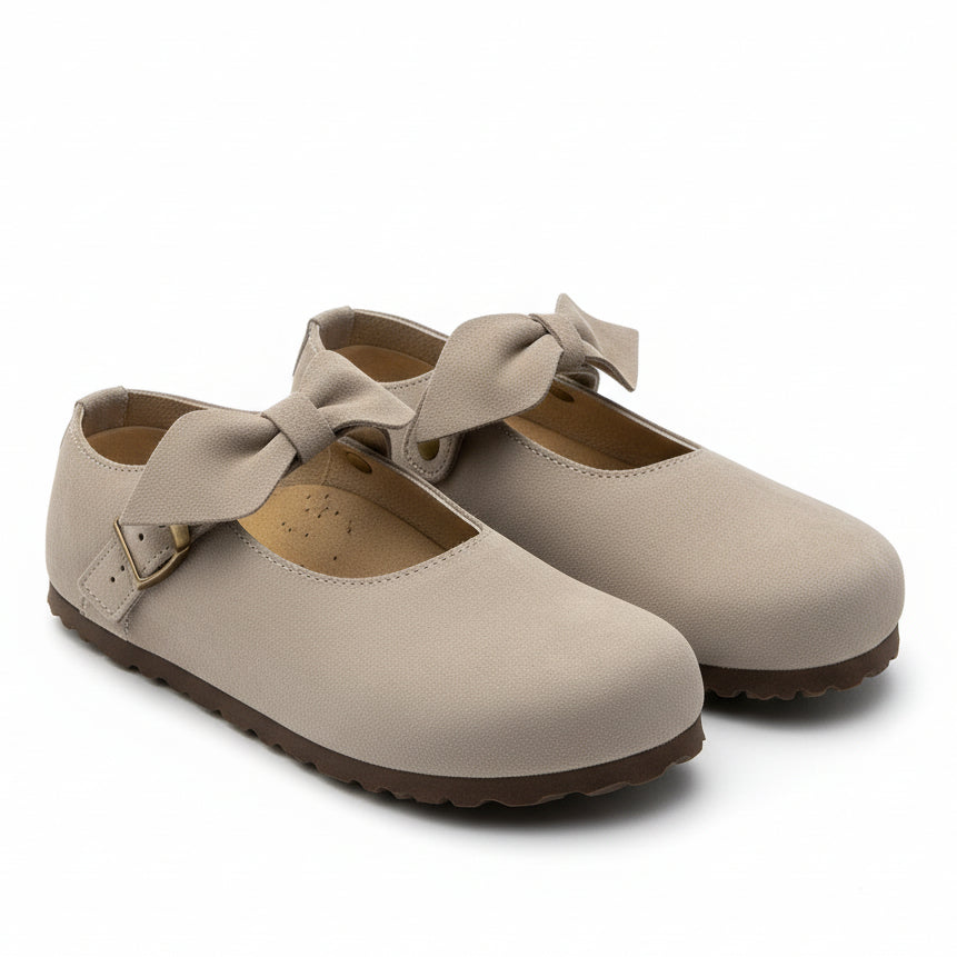 Ladies Suede Bow Slip-On Clogs – Soft Comfort Casual Shoes