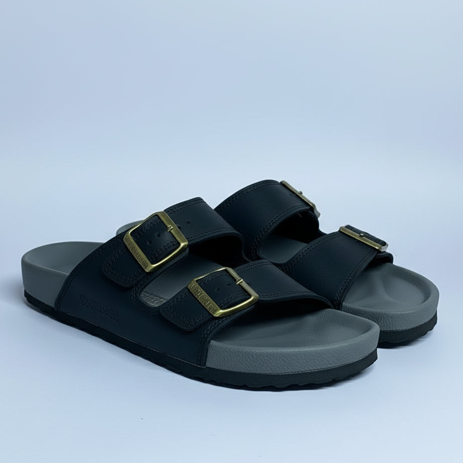 Men’s Double Buckle Comfort Slides – Classic Everyday Sandals_SLOGL18