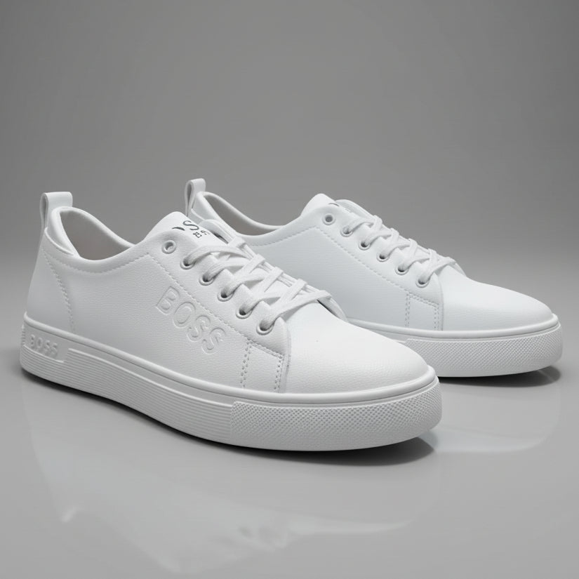 PureStep Minimalist Leather Sneakers – Clean Classic Everyday Casual Shoes_SLOZXTJ