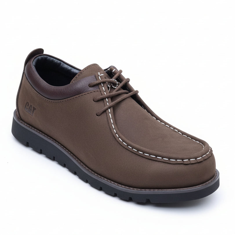 Men's Caterpillar CAT Nubuck Leather Moc-Toe Lace-Up Shoes | Rugged Lug Sole Shoes | CLK | Sizes 39–46