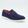 Men's Suede Penny Loafers | Orange Accent Slip-On Shoes | 1KC | Sizes 40–45