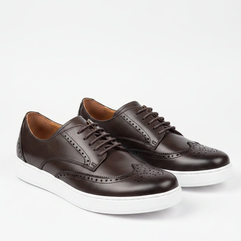 Men's Wingtip Brogue Leather Sneakers | Smart Casual Dress Sneakers  | GG | Sizes 40–45