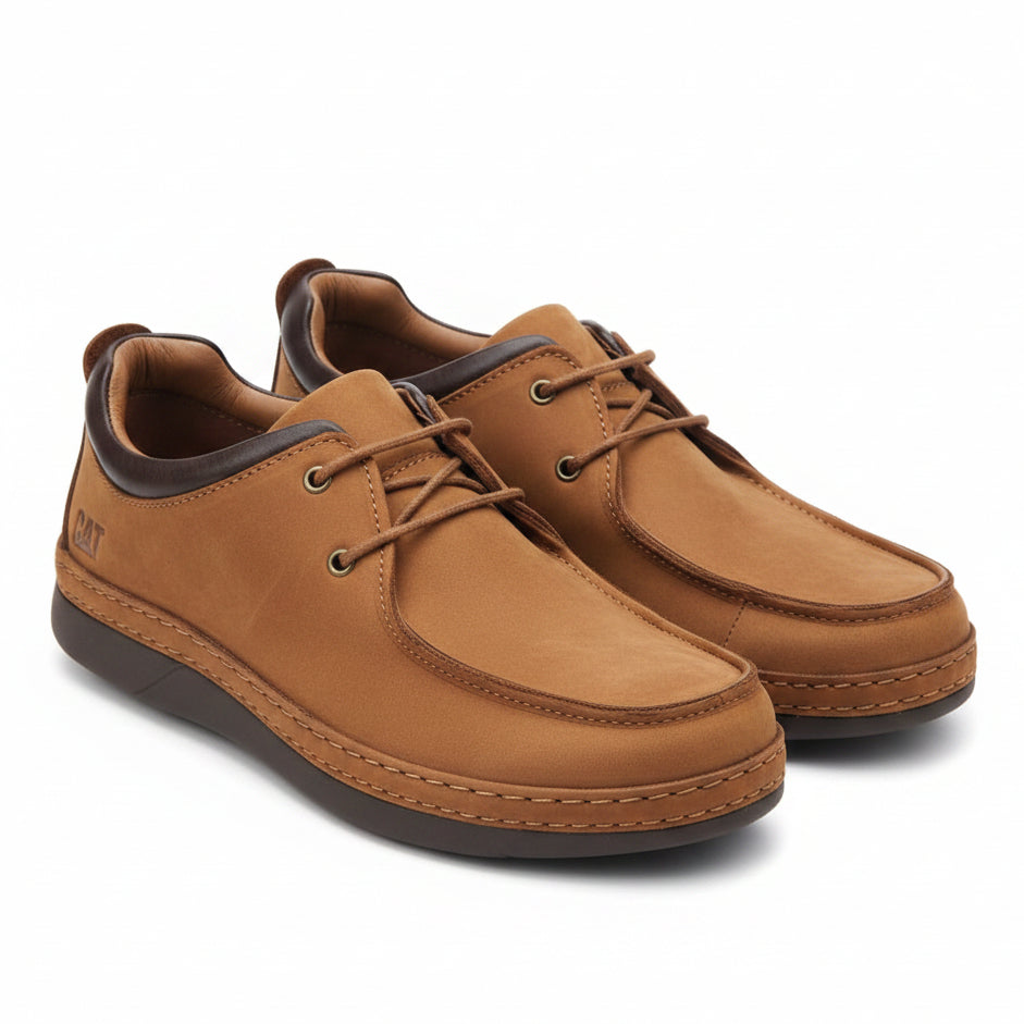 CAT Moc-Toe Casual Shoes | Men's Lace-Up Leather-Style Shoes | Smart Casual Everyday Footwear | CLK | Sizes 39-46